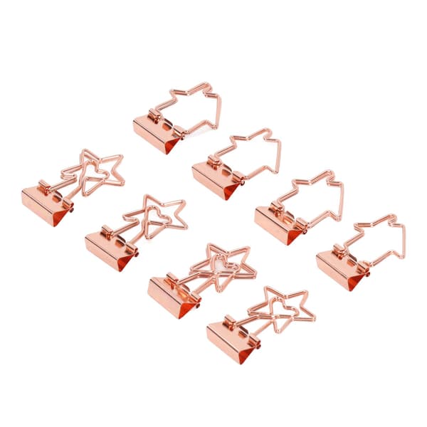 Rose Gold Gem 30-pack, Durable Metal Star and House Shaped Clips for Documents, Paper, Clothes