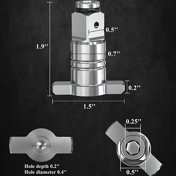 2-delad kompatibel slagdrivarstäd med fyrkantsfäste i borrhuvud, 1/2'' fyrkantsfäste till 1/4'' sexkanthylsadapter,