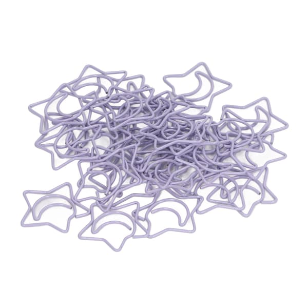 Purple Star-Shaped Paper Clips 100-Pack, Durable Metal Paper Clips for File Sorting and Organizing
