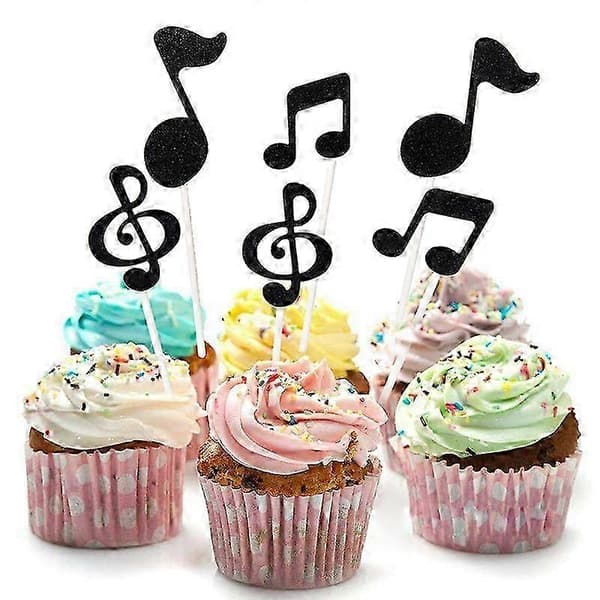 30 stk. Musiknoder Cupcake Topper Papir Kage Indsatser Kort Bryllupskage Topper