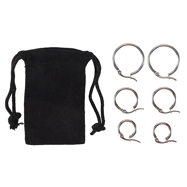 MunkiMix 15mm 20mm 25mm Rustfrit Stål Hoop Huggie Øreringe Sølv Guld Rosaguld Sæt (3 Par) Kvinder (Sølv Guld)