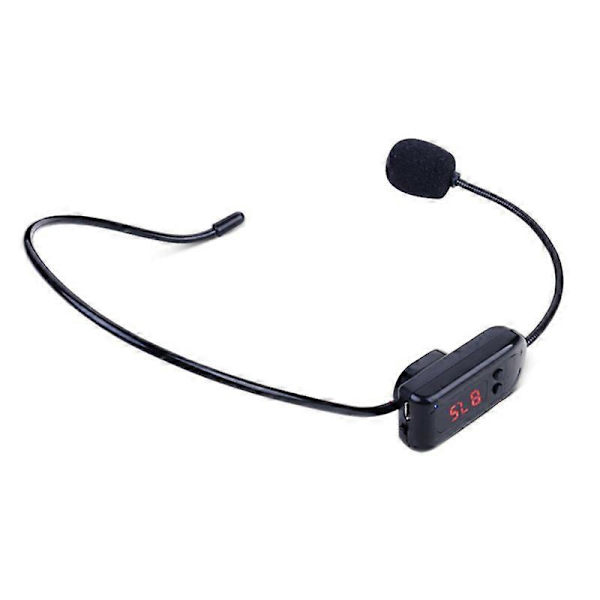 Sort Bærbar FM Trådløs Mikrofon Headset Radio Megafon Til Turguide Undervisning Møde Forelæsninger Forbrugsvarer