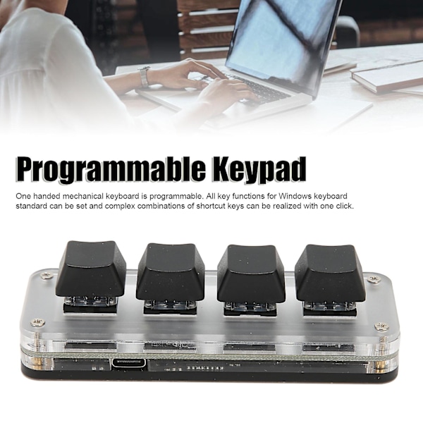 SSRGV 4 Fuldt Programmerbare Taster Mini Type C Kablet Enhånds Mekanisk Tastatur til Windows