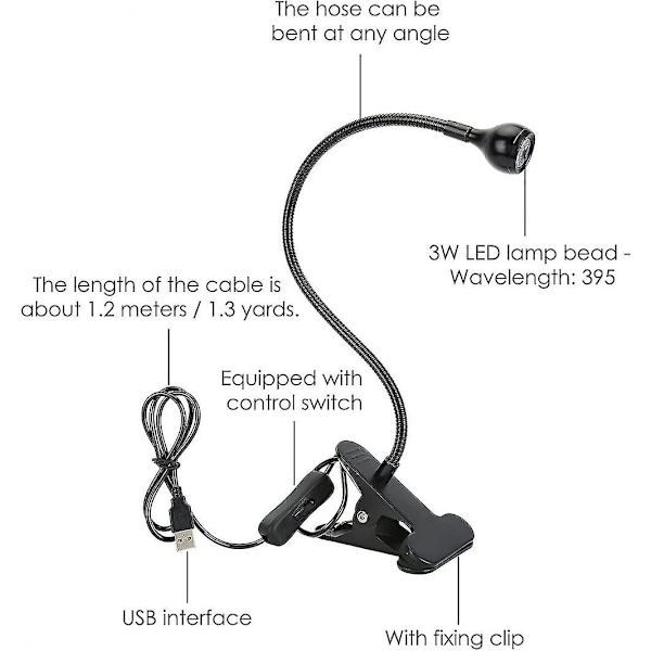 Suuri siru musta LED UV-lamppu hanhenkaula- ja puristimen kanssa UV-geelikynsinaulojen kovettamiseen