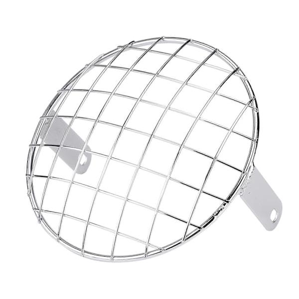 För Motorcykel 7\" Strålkastare Mesh Grill Sidomontering Universal Skyddsmask för Cafe Racer (Silver)