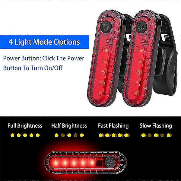 8Pack USB Ladattava LED-Pyörän Takavalo, Etuvalo ja Takavalo Tiepyöräilijöille