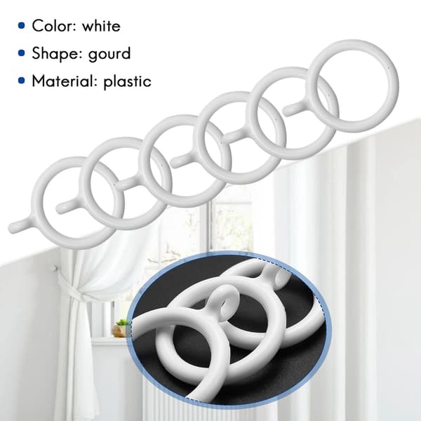 20 hvite 25 mm indre plastgardinringer