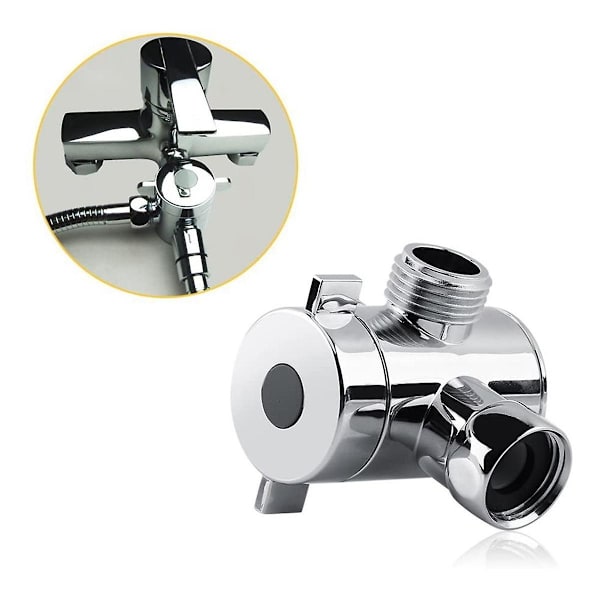 ABS Krom 3-veis Diverter Slangetilkobling T-formet Adapterkontakt for Vinkelventil Slange Bad Dusj A