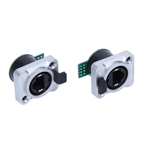 2 st RJ45 PCB-panel Vattentät Rund Slitstark Isolator PA-material ELRJWH5-kort