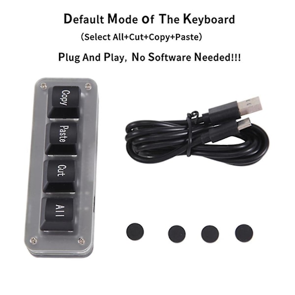 Mini 4-knapps Select Copy Paste Cut All Makro Pad Snarvei Enhånds Tastatur Rgb Gaming Mekanisk Tastatur Osu Nøkkel