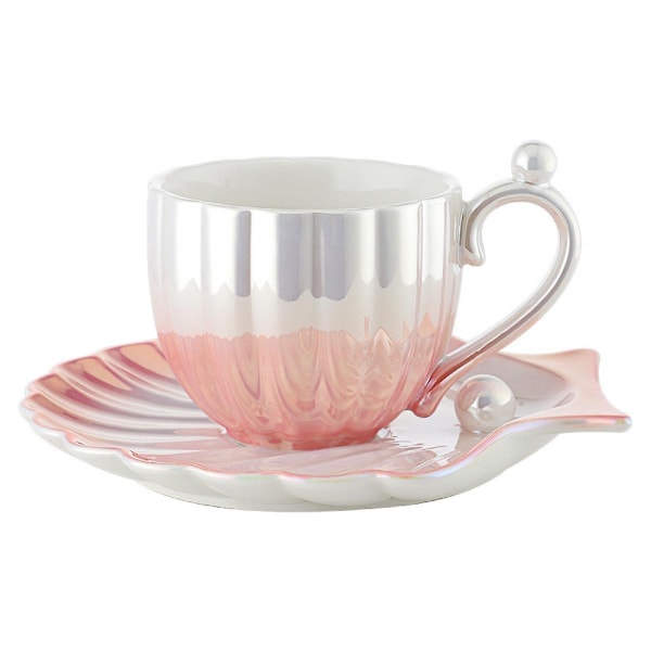SSRGV Keraaminen Pilvimuki Söpö Kuppi Aluslautasen kanssa 207ml Söpö Keraaminen Kahvimuki Aluslautanen Setillä Toimistoon Kotiin Kahvi Tee Latte Maito, Pinkki