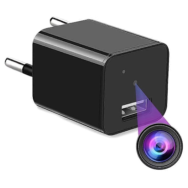 HD 1080P USB Væglader Bevægelsesdetektering Loop Optagelse Hjemmesikkerhed Mini Kamera - EU Stik