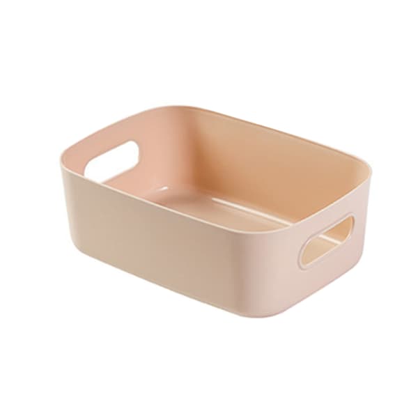 Desktop Storage Basket PP Cosmetic Storage Box Desktop Storage with Handle for Household Small Apricot