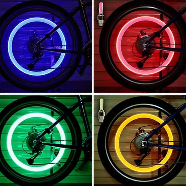 2 STK Neon Sykkel Eikelys Sykkel LED Lys Dekkventilhette Lommelykt Hjul Eike Sykkel Tilbehør A