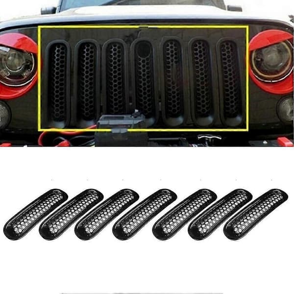 Sort Bil Grill Udskiftning til Jeep Wrangler 2007-2017 ABS Plastik (7 stk.)