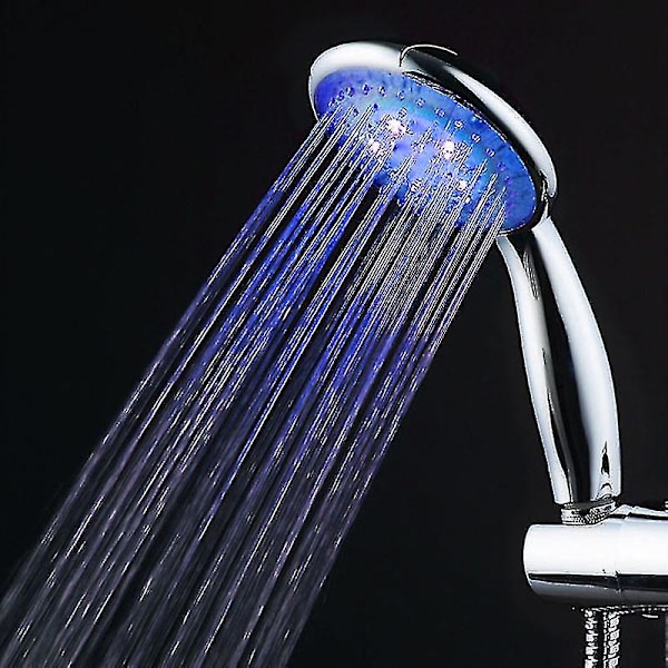 LED Brusehoved, Højtryksbrusehoved med 7 Farve LED Lys i Regnvejrsfunktioner Sparer 40% Vand