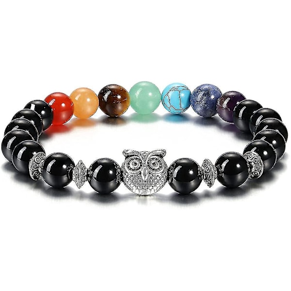 Jewelry 7 Chakra Bracelet For Women And Mennatural Stone Bracelet With Owl Gift