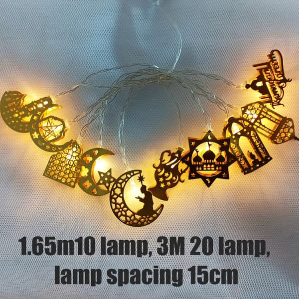 Ramadan Eid String Lights Battery Operated Moon Star Lamp Mubarak Moon LED String Lights for Indoor Ramadan Festival Decorations