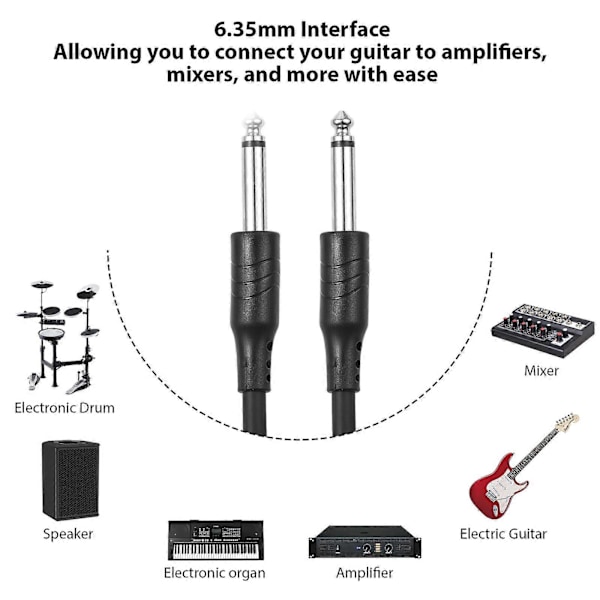 CZ.INSPIRE 6.35MM Plugg Gitar Kabel 3m Dobbel Rett Interface Mono Hann til Hann Profesjonell Instrumentkabel Anti-løsning for Elektrisk Gitar Ke