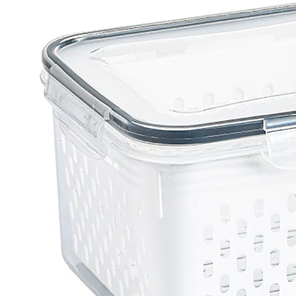 Transparent Drainage Basket Storage Box for Fruits Vegetables Kitchen Organizer Container 1750ML