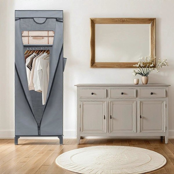 Sammenleggbart Stoffskap Garderobe med Klesstang 68 x 45 x 175 cm