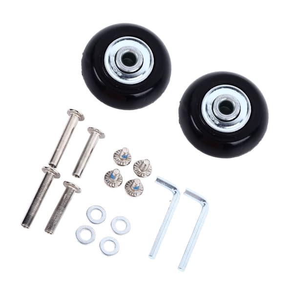 2 Pieces Suitcase Wheels Swivel Silent Rubber Wheels Replacement with Screws 1.57x0.71 inch