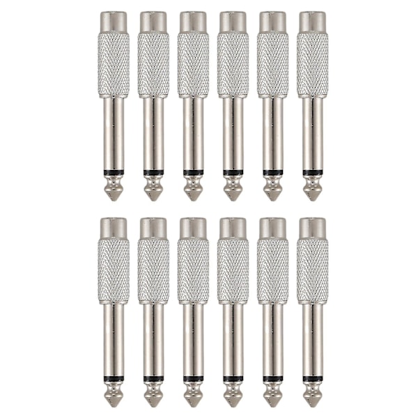 6,3 mm 0,6 cm Mono-urosotkin liitin RCA-naarasliittimeen Audio-sovitin 12 kpl Hy