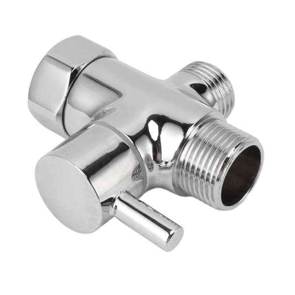 Messing 3-vejs bruseafledningsventil, vandafleder T-adapter, 7/8\" udløb & 1/2\" indløb, multifunktionel bruseblander