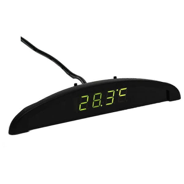 3-i-1 Bil 12V Digital LED Voltmeter Spänning Temperatur Klocka Termometer Bil, Grön