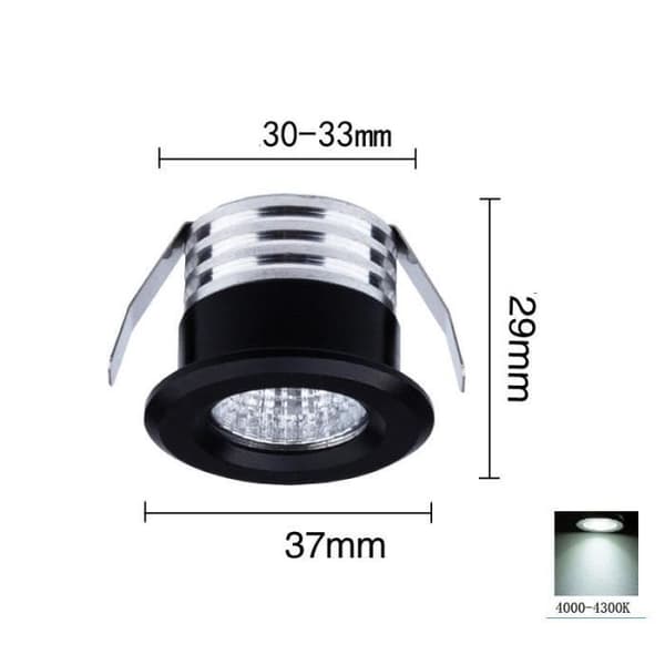 Infälld LED-spotlight - 4-pack - Svart - Aluminium - 3W - Inomhus