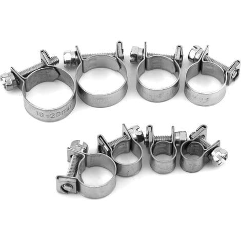 10 stk. mini sanitærklemmer i 304 rustfritt stål (13-15 mm)