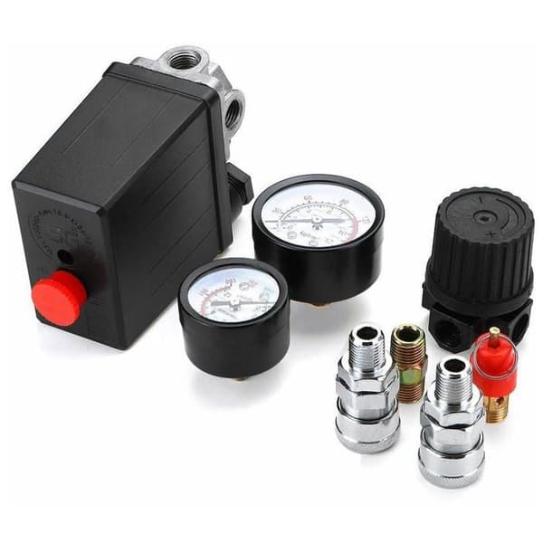220V 0-180 psi Luftkompressor Trykkbryter Kontrollventil Regulator Målere med Hurtigkobling