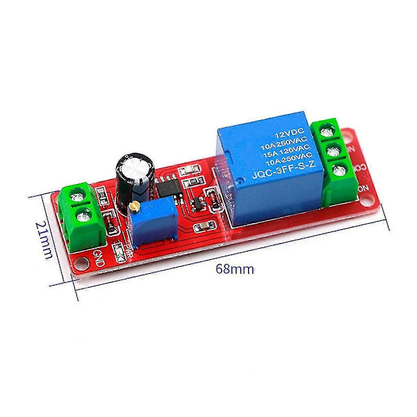 5 stk NE555 DK555 Timerbryter Justerbar Frakoblingsmodul Tidsforsinkelsesrelémodul DC 12V Forsinkelsesrelé