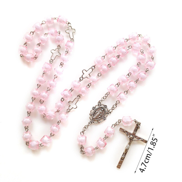 Rosa firkantet kjede for korsrosary hellig kirke hjem soverom dekorasjon