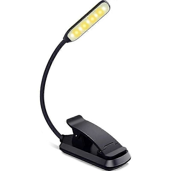 Leselampe, 9 LED Oppladbar Leselyslampe med Berøringssensor, Trinnløs Dimming Boklampe med 3 Fargemoduser, Svart