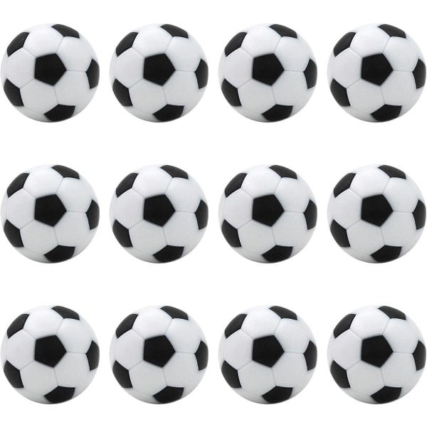 12 st 32 mm bordsfotbollsbord Ersättningsfotbollar Mini svart och vitt bordsspel Fotbollar för barn Vuxna Bordsfotbollsspel