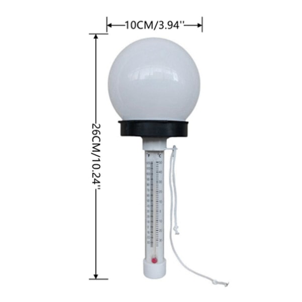 Pooltermometer Flytande Pooltermometer med Solcellsdriven LED-lampa för Pool Damm Spa Badtunna W