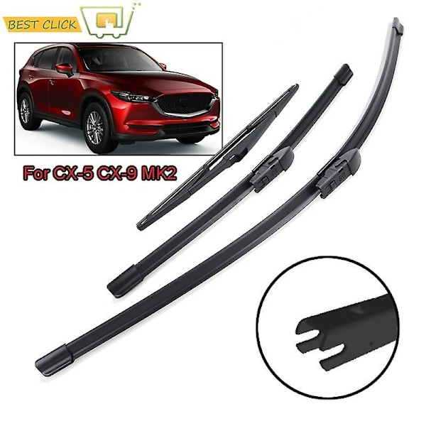 Misima Vindrutetorkarblad Set För Mazda CX-5 CX-9 MK2 Främre Bakre Vindrutetorkare 2016 2017 2018 2019 2020~9631