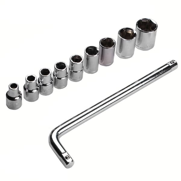10-piece Socket Wrench Set Car Repair Mechanical Tool Kit Hardware 8-24mm with Gray Box