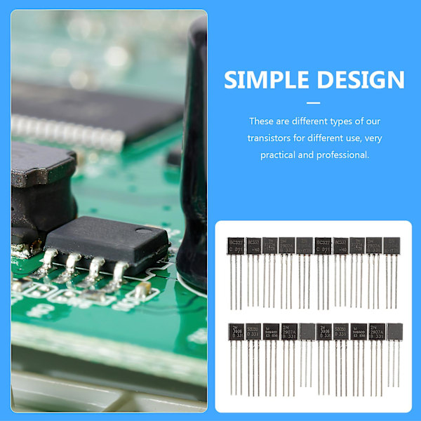 200 stk Elektroniske Komponenter Transistorsett Utvalg Transistorer Triode Transistorer