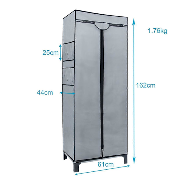 Foldbart stofskab med tøjstang 68 x 45 x 175 cm