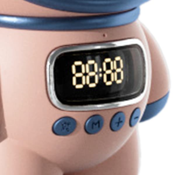 Pink Astronaut AI Voice Controlled Bluetooth Speaker with Clock and Night Light, Birthday Gift for Kids