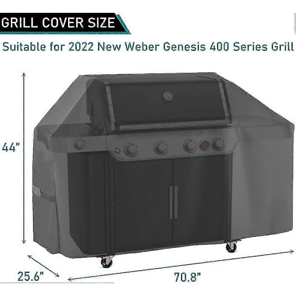 Grillöverdrag för Ny 2022 Weber Genesis 400-serien 4-brännare Gasolgrill Utomhus Vattentät, 7758 Passar För Genesis E-425s E-435 Epx-435 S-435 Spx-435 Sx-43