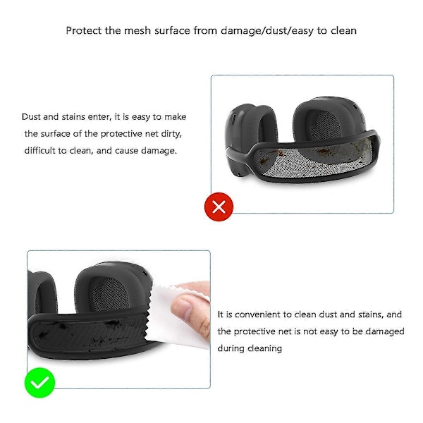 Silikonhuvudbandsöverdrag för AirPods Max-hörlurar, tvättbart kuddfodral, öronkuddar, kuddfodral