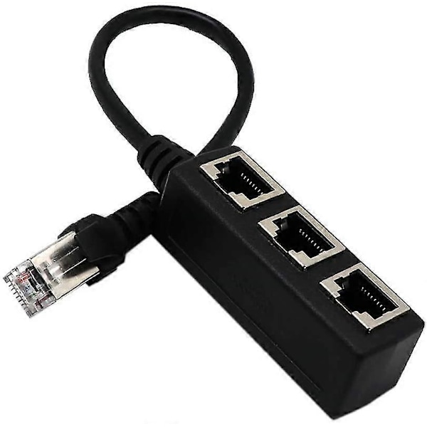 Nätverksadapterkabel 1 till 3 portar Ethernet - Splitter för Ethernet En-till-Tre Förlängning