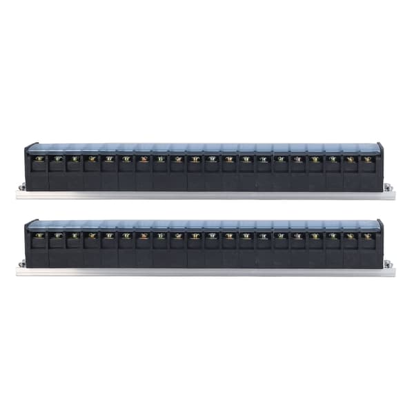 2 pcs Terminal Block 30A 660V Double Row Screw Terminal Block for Bridge Lighting Tunnel Power Distribution 20 Positions