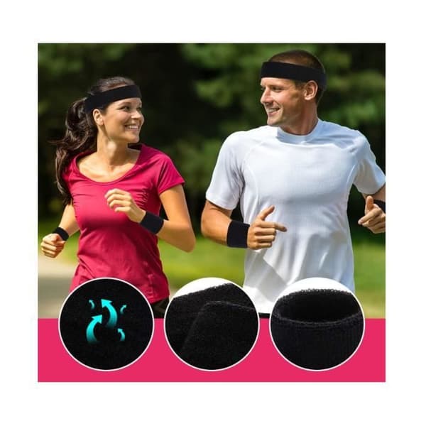 Svettbånd - Pakke med 3 - Svamp - Elastisk - Unisex
