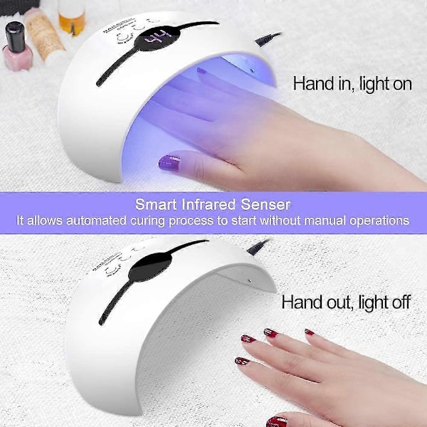 UV lampe til gel polish 48w med bevægelsessensor Hvid