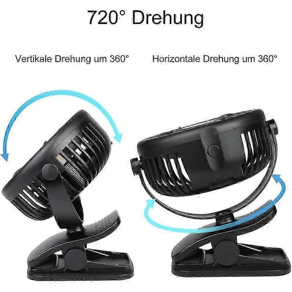 USB-ventilator, bærbar clip mini-ventilator med 3 hastigheder