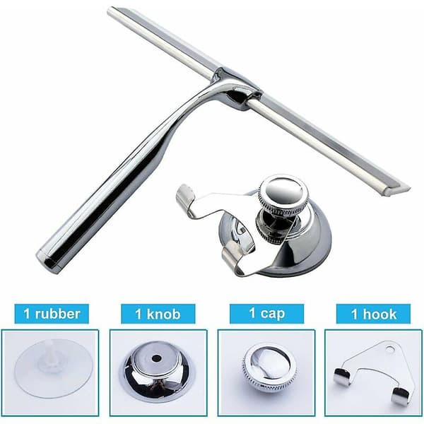 Bruse Squeegee Rustfrit Stål Rengørings Squeegee Til Badeværelse 25.8 * 16.5cm (Med Sugsnap)